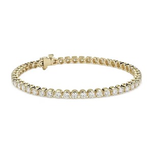 Bracelet tennis élégant en or massif 14 carats avec diamants ronds étincelants certifiés de laboratoire de 3 carats, pureté F-VS2, sertis à griffes, produit en gros - Product Image 3