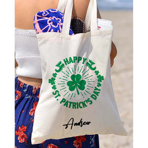 Sac fourre-tout pour la Saint-Patrick, motif grande feuille, en coton - Product Image 3
