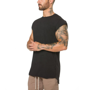 Camiseta de manga corta con dobladillo redondo para gimnasio para hombre, camisetas sin mangas de ajuste Regular, suave, ecológica, transpirable, de talla grande - Product Image 3