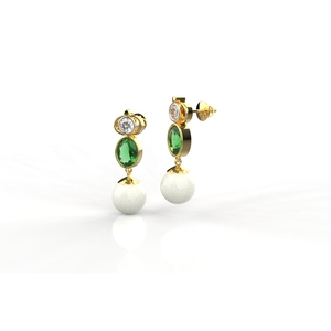 Avarta <b>Jewellery</b> Gold Diamond Emerald Pearl Earring - Product Image 1