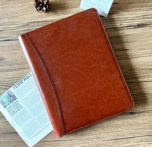 Customizable <b>A4</b> Zippered <b>Leather</b> Padfolio Briefcase LPF-0426 Portfolio <b>Folder</b> with Diverse Designs Genuine <b>Leather</b> Material - Product Image 4