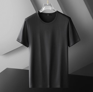 Camiseta de Manga Corta con Cuello Redondo, Color Sólido, de Seda Helada, Bordado con Logotipo Personalizado, Precio de Fábrica de China, para Verano - Product Image 2