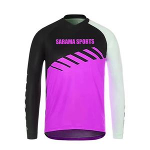 Camiseta de carreras de motocross, poliéster 100%, transpirable, absorbe la humedad, manga larga, cuello en V, camiseta de carreras con manga raglán - Product Image 5
