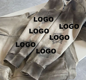 Peso pesado de gran tamaño rasgado streetwear hombres sudaderas con capucha personalizadas sol se desvaneció desgastado hecho a mano fabricante lavado ácido zip up sudaderas con capucha - Product Image 6