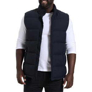 Unisex Winter Thick Solid Zipper Down <b>Vest</b> with Custom Logo Hooded Reversible Linen Lining <b>Long</b> Sleeveless Waistcoat - Product Image 5