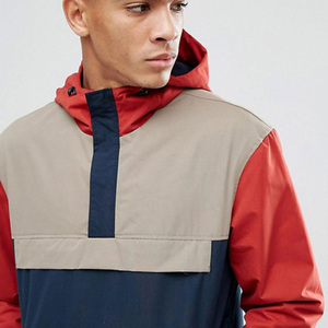 Chaqueta Cortavientos Impermeable para Hombre, 100% Poliéster, con Capucha con Cordón y Cierre de Media Cremallera, Estilo Anorak - Product Image 4