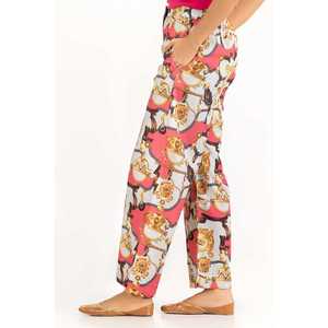 Pantalones Palazzo de Satén 100% Seda para Mujer, Transpirables, de Pierna Ancha, Casuales, con Cintura Alta, Decoración Estampada y Técnica Arrugada - Product Image 3