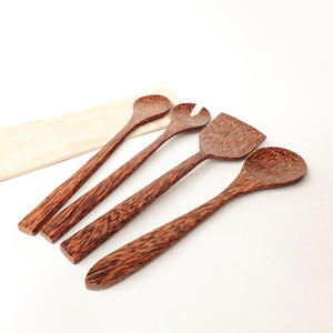 Coco <b>wooden</b> <b>utensils</b> kitchen tools for food cooking life easy coconut wood <b>utensil</b> spatula set - Product Image 3