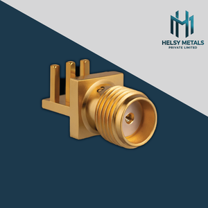 Connecteur RF à angle droit SMA femelle de précision, montage sur circuit imprimé, laiton plaqué or pour systèmes électriques haute fréquence - Product Image 3