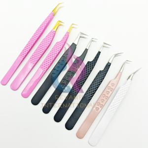 Aislamiento en forma de L y pinzas para Injerto de pestañas de acero inoxidable de 90/45 grados, pinzas de extensión de pestañas postizas segmentadas ligeras - Product Image 3