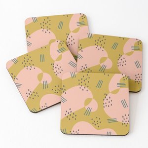 Hot Selling 4-Piece Set of Multi-Color Acacia Wood Over Printed Tea Serving Coasters Home <b>Kitchen</b> Mats with Epoxy Hot <b>Item</b> - Product Image 3