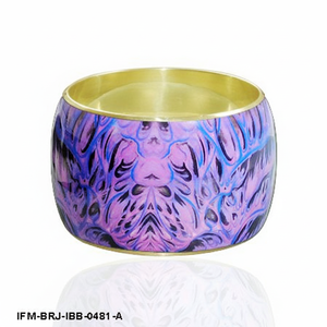Brazalete de Latón Hecho a Mano para Mujer, Esmalte Marmoleado Morado y Azul, Brazalete Ancho, Joyería Boho - Product Image 5