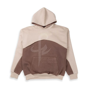 Sweat à capuche bicolore de luxe pour hommes 400 GSM surdimensionné 100% coton épais français bloc éponge contraste sweat pour l'hiver - Product Image 4