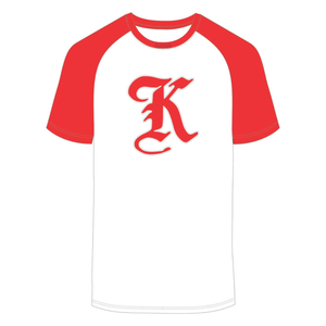 T-Shirt Kappa Alpha Psi con Ricamo in Ciniglia Bianca Stile Old English K, Manica Raglan, Fraternità Greca Nupe 1911, Maglietta Premium in Cotone - Product Image 3