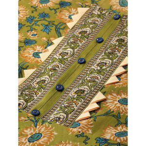 Blusa y camisa elegante de algodón con estampado floral verde para mujer Anarkali Kurta con estampado floral verde - Product Image 4