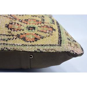 <b>Beige</b> 18x18 Inch Bohemian Accent Pillow Wool Patchwork <b>Cushion</b> with Vintage Embroidered Pattern for Sofas - Product Image 5