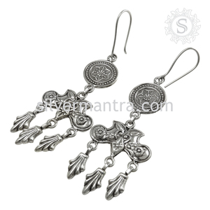 Valentine's Day <b>Gift</b> for Woman Solid 925 Sterling Silver Artisan Look Dangle Earrings Bohemian Handmade Jewelry Bulk Suppliers - Product Image 4