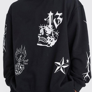 Conjunto Deportivo de Algodón Grueso Estampado para Hombre, con Logotipo Personalizado, Pantalones Deportivos Anchos y Sudadera con Capucha - Product Image 6