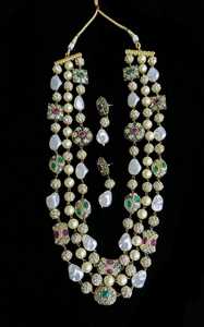 Fabricante indio chapado en oro Bollywood perla estilo étnico boda compromiso perla Mala collar conjuntos - Product Image 3