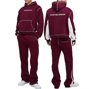 Conjunto de sudaderas y pantalones de chándal de alta calidad, ropa de calle de gran tamaño personalizada, chándal Unisex con logotipo personalizado, conjunto de sudaderas con capucha de fábrica - Product Image 1
