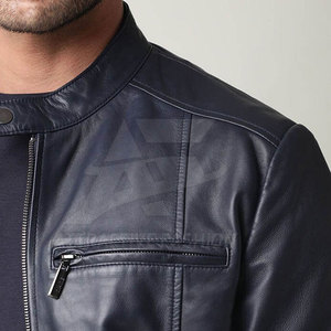 Chaqueta de cuero moderna y elegante de corte ajustado para cada ocasión, chaqueta clásica de cuero para hombre para el invierno. - Product Image 5