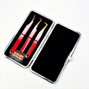 New Professional Double Tune <b>Colour</b> Eyelash Extension Tweezers <b>Set</b> Perfect Grip Smooth Tips Stainless Steel Anti-Magnetic - Product Image 1