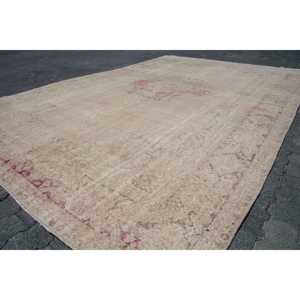 Tapis turc surdimensionné 7,4x10,9 pi (226x332 cm), tapis vintage blanc à motifs de plantes et d'arbres - Product Image 3