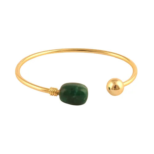 Edelstein Armband Modeschmuck grüne Jade 24 Karat Messing vergoldet hand gefertigte verstellbare Armreif Armband Mode Cabochon Armband