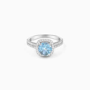 Bague en argent inspirée de la nature Bijoux en argent sterling 925 avec pierre de topaze bleue Bague de mode pour femmes Anniversaire de fiançailles - Product Image 3