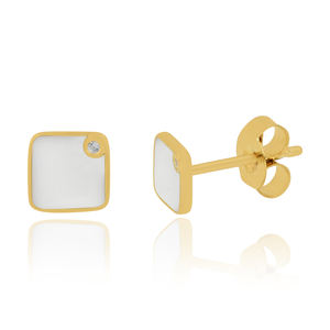 Simplicidad joyería fina plata esterlina 925 Topacio blanco esmalte Stud pendientes Simple diseño clásico boda fiesta directo - Product Image 3