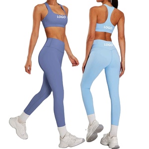 ชุดออกกำลังกาย 2 ชิ้น เสื้อชั้นในออกกำลังกายแบบสายกว้างคอลึกทรงยู กางเกงเลกกิ้งเอวสูงสำหรับออกกำลังกายและโยคะ รุ่นใหม่ล่าสุด - Product Image 1