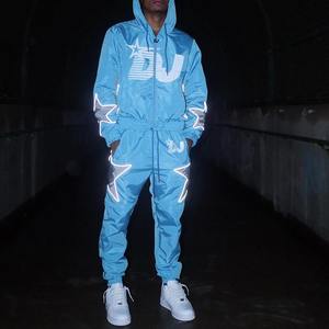 Ropa de calle personalizada, conjunto de chándal de dos piezas de verano, chándal cortavientos de poliéster para hombre, chaqueta y pantalones cortos divididos, pantalones de chándal para hombre - Product Image 6