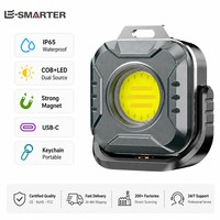 Porte-clés magnétique en alliage d'aluminium avec clip carré, lampe de travail COB LED rechargeable par USB C, lampe de camping