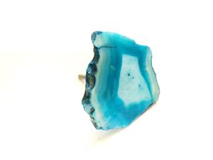 Boutons de traction en pierre d'agate bleue à la mode avec bordure galvanisée en or matériel d'armoire décoratif fait à la main en vrac - Product Image 4