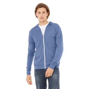 Sweat à capuche zippé en polaire pour homme - Léger, chaud pour l'hiver, brodé et uni, mélange coton/bambou - Product Image 3