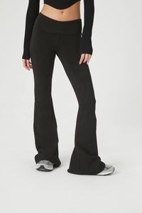 Women's High-Waisted Bell Bottom Flare <b>Leggings</b> <b>Pockets</b> Four-Way Stretch Breathable Eco-Friendly Yoga Pants for Fitness Running - Product Image 2