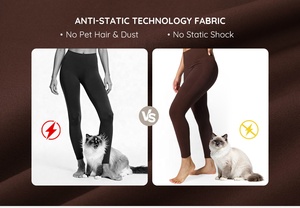 Leggings de Yoga de Cintura Alta para Mujer, Control de Abdomen, Antiestáticos, Forro Polar, con Bolsillos, Cierre Trasero Oculto, Color Sólido - Product Image 3