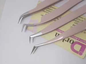 <b>Nude</b> Beij Eyelash Tweezer Private Logo Stainless Steel C Curved Semi Curved Angled Eyelash Extension Tweezers For Lashes. - Product Image 6