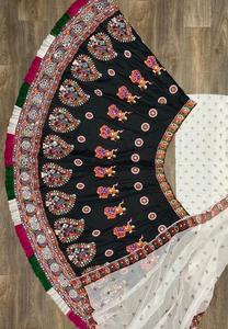 FABZONE NAVRATRI - Lehenga Choli Dupatta con Estampado de Celebración, Espejo Real, para Bodas, Fiestas, Adultos, Sari Indio, Salwar Pakistaní - Product Image 4