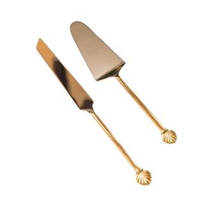 New Designer Stainless Steel <b>Cake</b> <b>Server</b>, Decorative Leave Designer Dessert Serving Spatula & Knife Set for Home & Party Use - Product Image 3