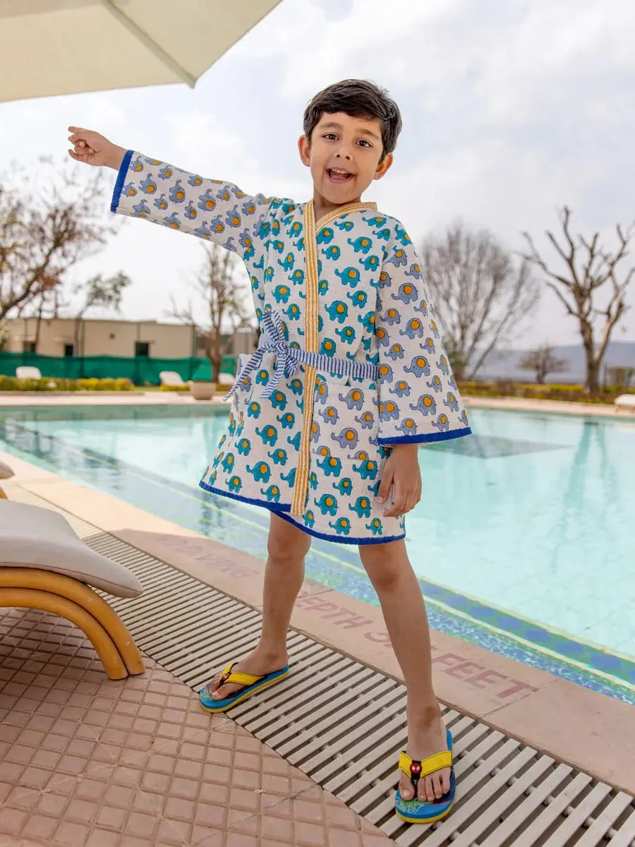 Bedruckt individuell 100 % Baumwolle Handarbeit Kinder Bademantel Set Kimono verfügbar im Großhandel