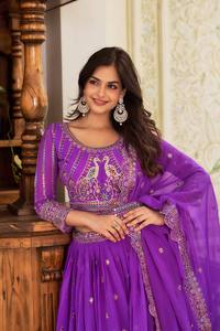 ชุดงานแต่งออกแบบงานแต่งงาน lehenga choli และ dupatta กับงานหลายลำดับอย่างหนัก - Product Image 3