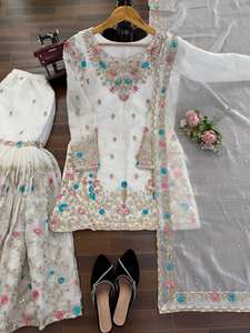 Ensemble Sharara entièrement cousu avec dupatta pour femmes, ensemble Sharara prêt-à-porter de créateur pour les festivals et les soirées - Product Image 5