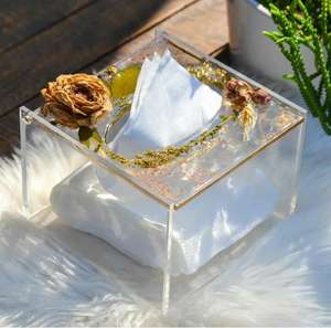 Atractiva caja de pañuelos de resina caja de almacenamiento de servilletas soporte de pañuelos de acabado Natural cocina comedor - Product Image 1