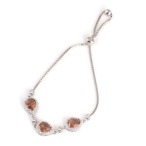 925 Sterling Silver Triple Halo <b>Bracelet</b> with Zultanite Stone Drop Fine <b>String</b> Design - Product Image 1