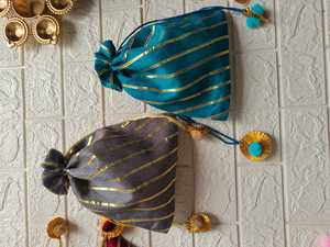 Lahriya Style <b>Potli</b> <b>Bag</b>, Return Favor,Thanksgiving, Indian Wedding Gift, Haldi Mehendi Sangeet Gift, Party Favors, Gift for Her - Product Image 3