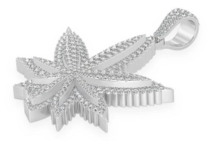 Moissanite colgante de hoja de marihuana 925 plata esterlina SativaCannabis 420 olla Unisex Hip hop Cannabis VVS Joyería de diamantes - Product Image 4