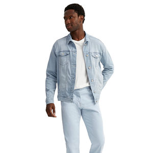 Chaqueta vaquera 100% de algodón personalizada para hombre, chaqueta vaquera abotonada con cuello levantado, ropa de calle a la moda, diseño OEM lavado con pigmento - Product Image 1