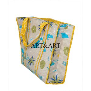 Sac fourre-tout matelassé en coton indien fait main, tendance, à ouverture libre, impression à la main personnalisée, cadeau personnalisé, sac de shopping pour femme - Product Image 5