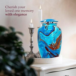 Handmade <b>Large</b> Adult Mosaic Aluminium Glass Cremation <b>Urn</b> Unique Funerals Supply With Individual Tiles Applied Burial - Product Image 6